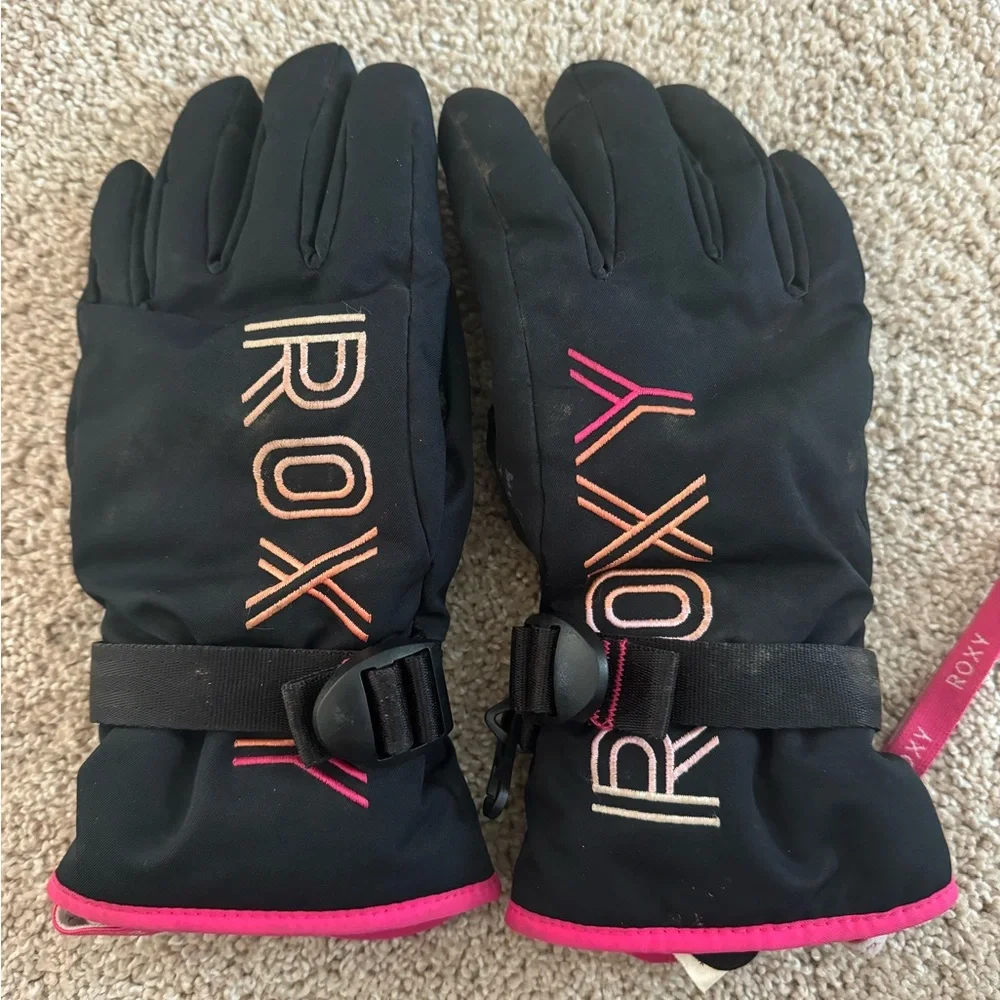 Roxy Kids Black & Pink Gloves